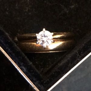 Nearly Antique Gold Diamond Ring & Band w/ Insert